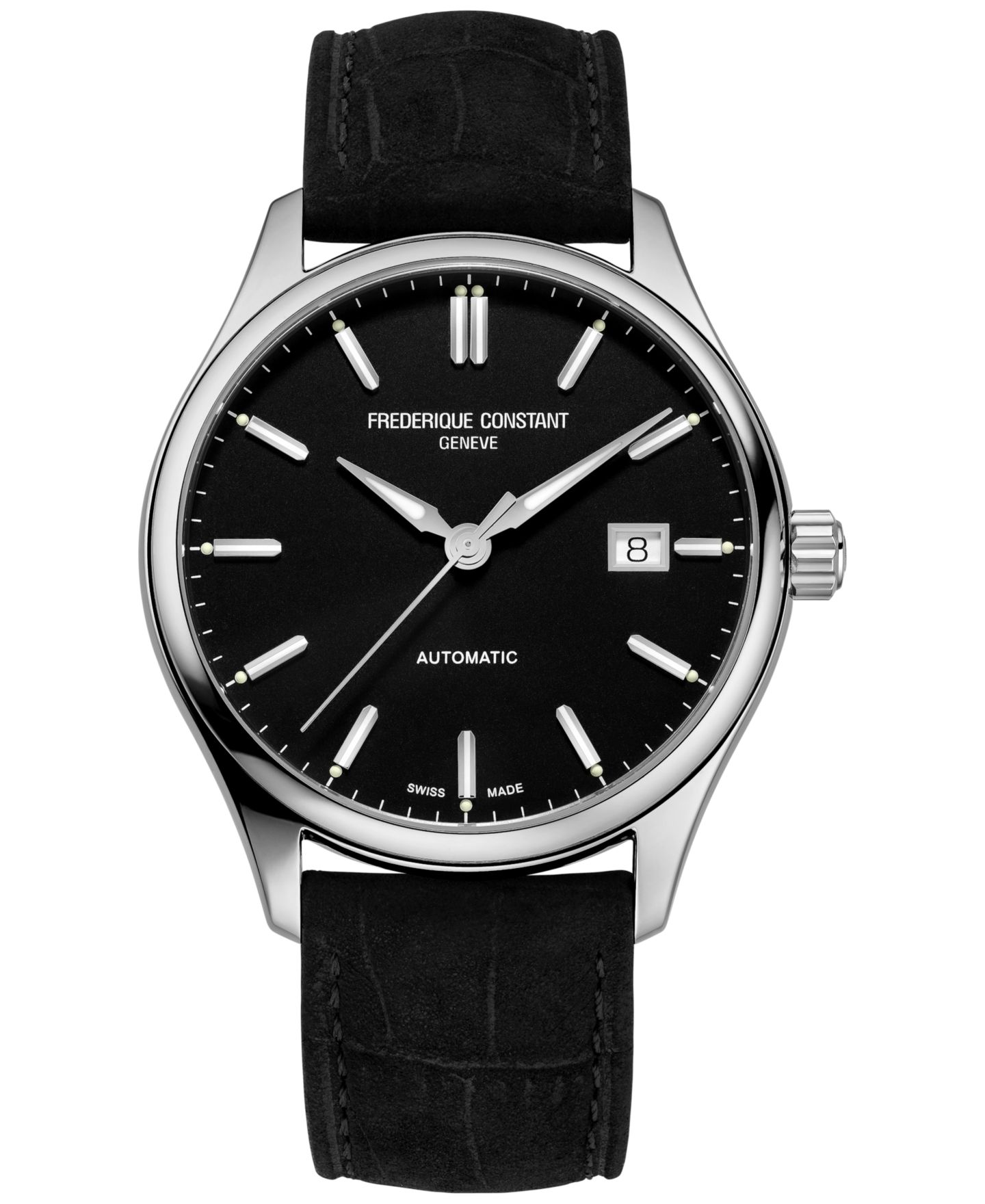 Мужские часы Frederique Constant Swiss Automatic Classic Index Black Leather Strap Watch 40mm — фото 1