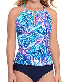 Women's Printed High-Neck Tankini & Solid Brief Bottoms, Created for Macy's