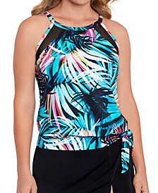 Women's Printed High-Neck Side-Tie Tankini & Solid Swim Skirt, Created for Macy's