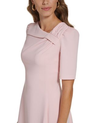 elbow sleeve fit and flare dress
