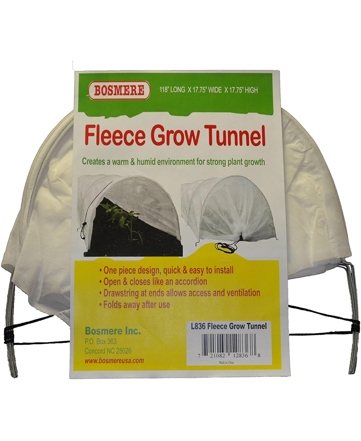 L836 Fleece Tunnel Plant Row Cover, 10-Feet, Green - Multi