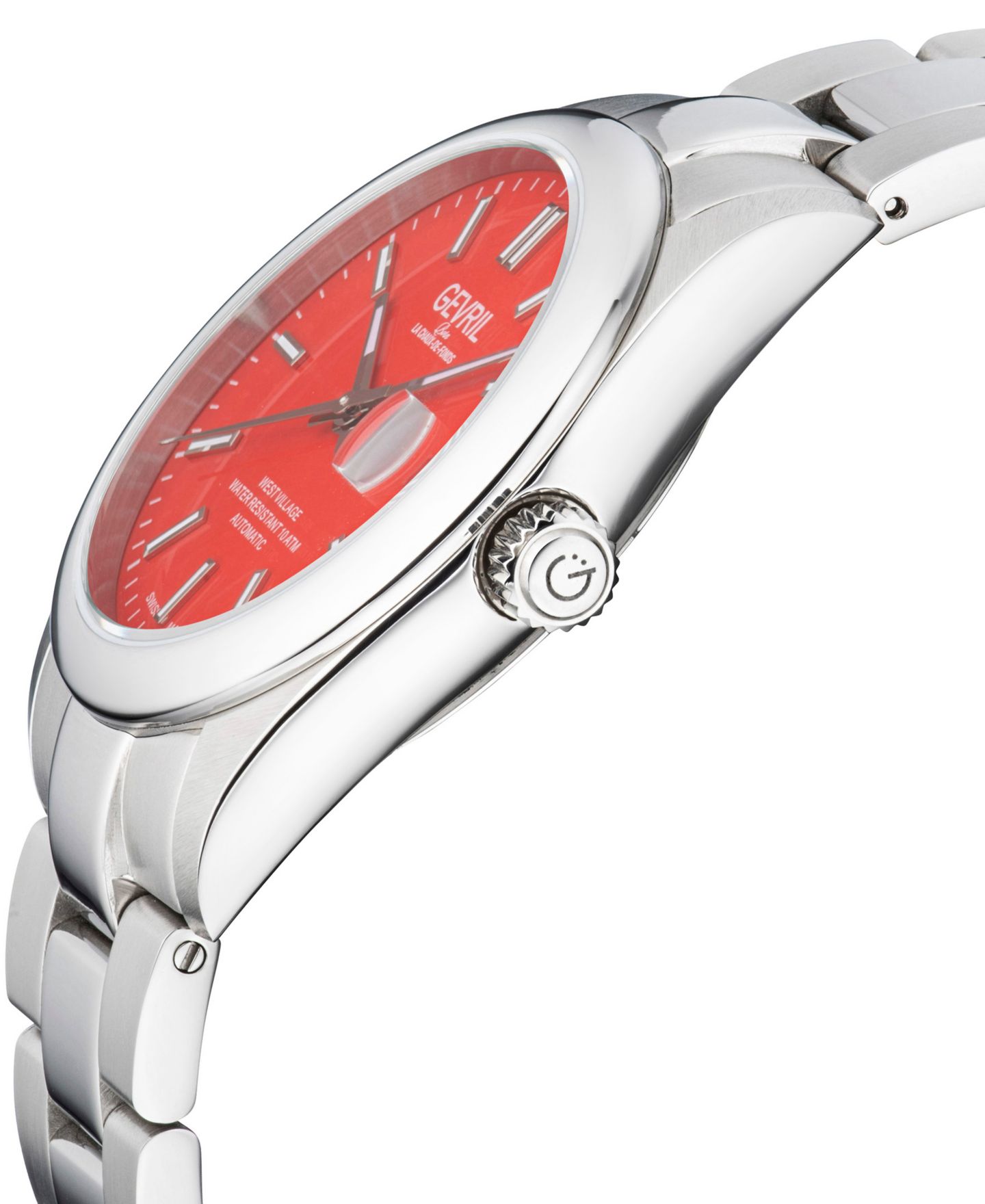 Мужские часы Gevril West Village Swiss Automatic 316L Stainless Steel Bracelet Watch, цвет: Серебряный — фото 2