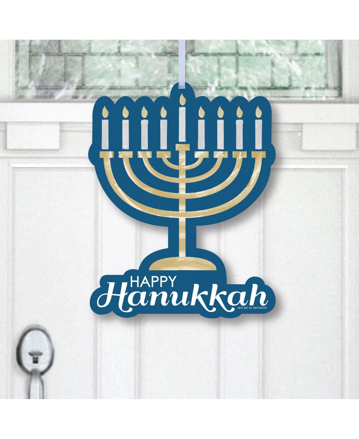 Happy Hanukkah - Hanging Porch Chanukah Party Outdoor Front Door Decor 1 Pc Sign