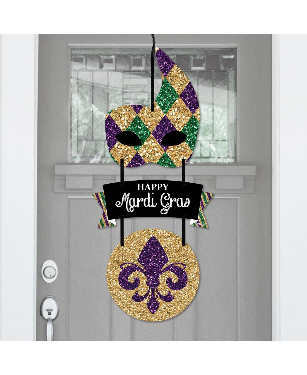 Mardi Gras - Masquerade Party Outdoor Decorations - Front Door Decor - 3 Pc Sign