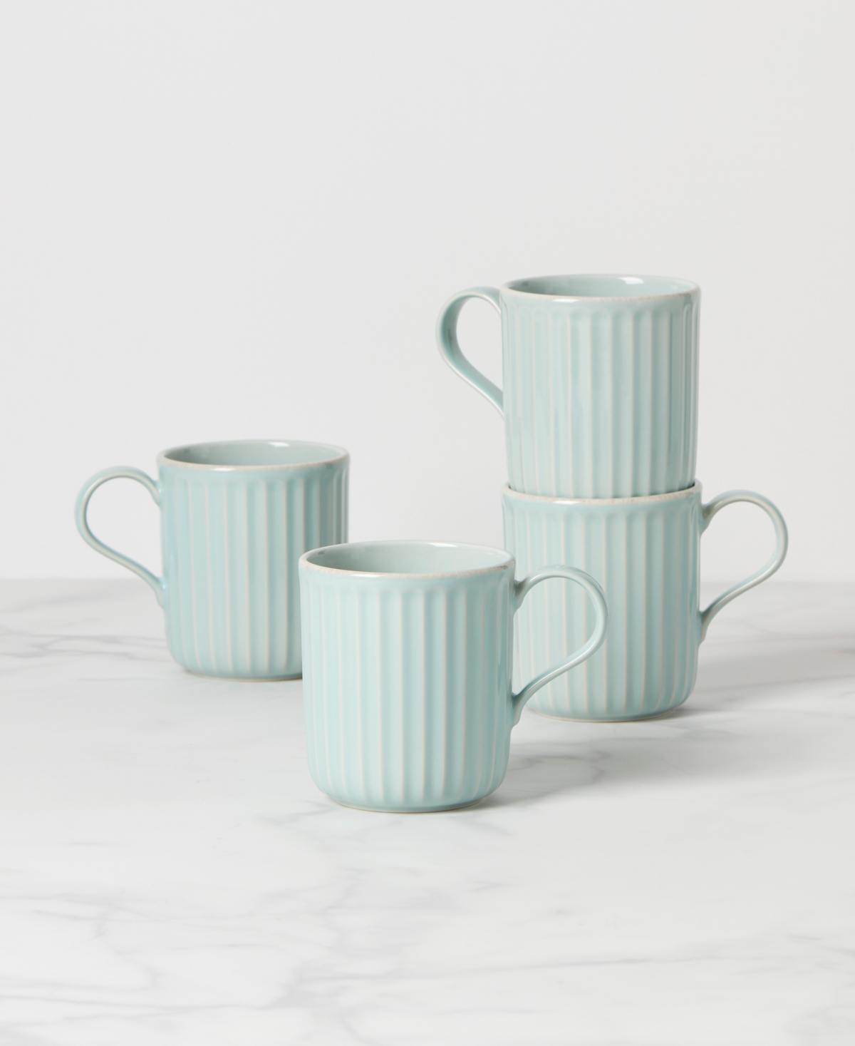 Lenox French Perle Scallop 4pc Mug Set In White
