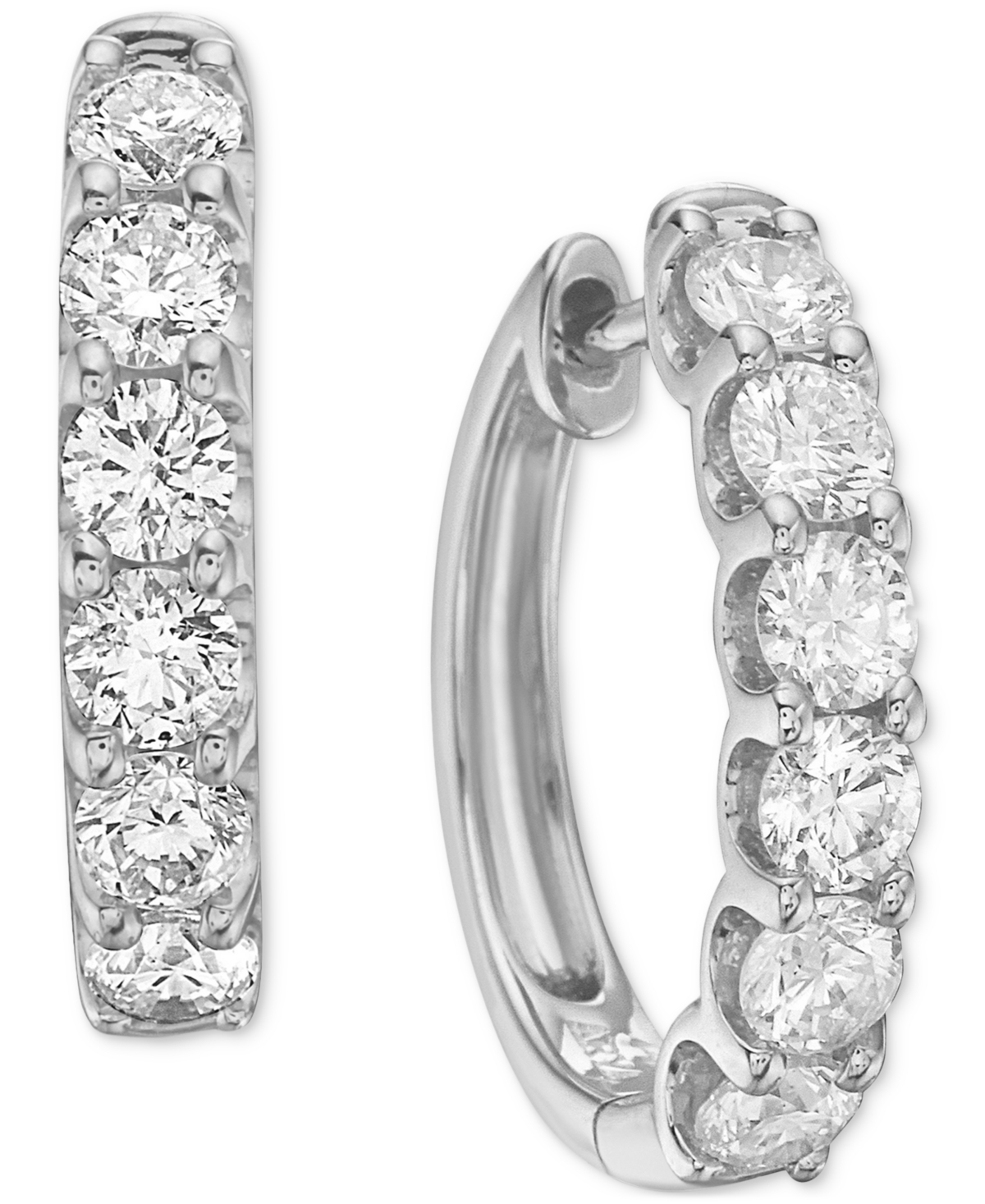 Macy's Diamond Small Hoop Earrings (1 Ct. T.w.) In White Gold