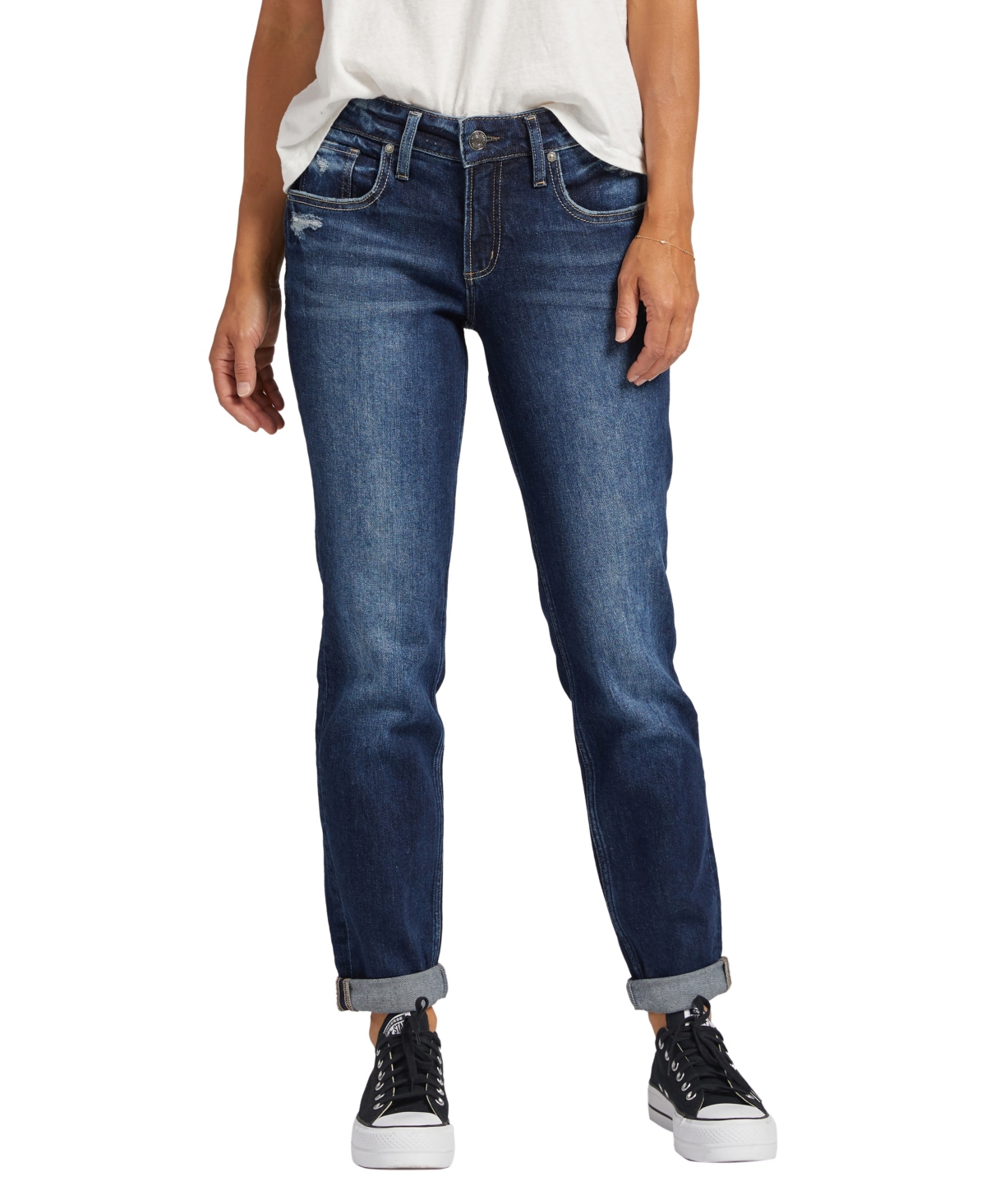 Women's Boyfriend Mid Rise Slim Leg Jeans - Indigo