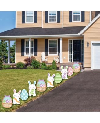 Spring Easter Bunny Lawn Decor Outdoor Happy Easter Party Yard Decorations 10 Pc