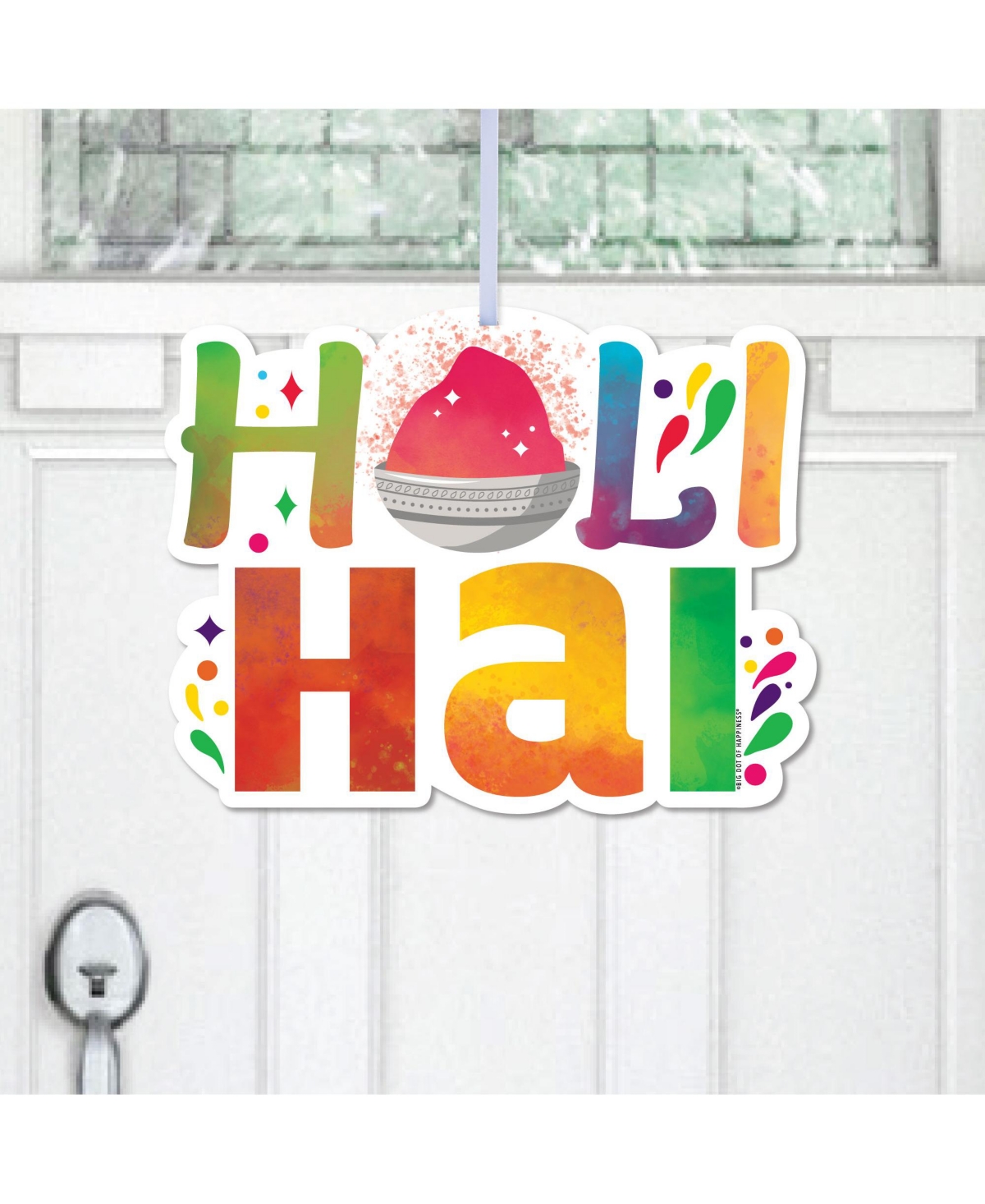Holi Hai - Hanging Porch Festival of Colors Outdoor Front Door Decor - 1 Pc Sign