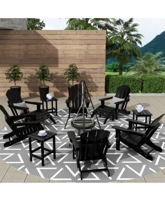 12 Piece Set Outdoor Folding Adirondack Chairs with Ottoman Side Table