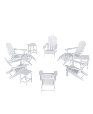 12 Piece Set Outdoor Folding Adirondack Chairs with Ottoman Side Table