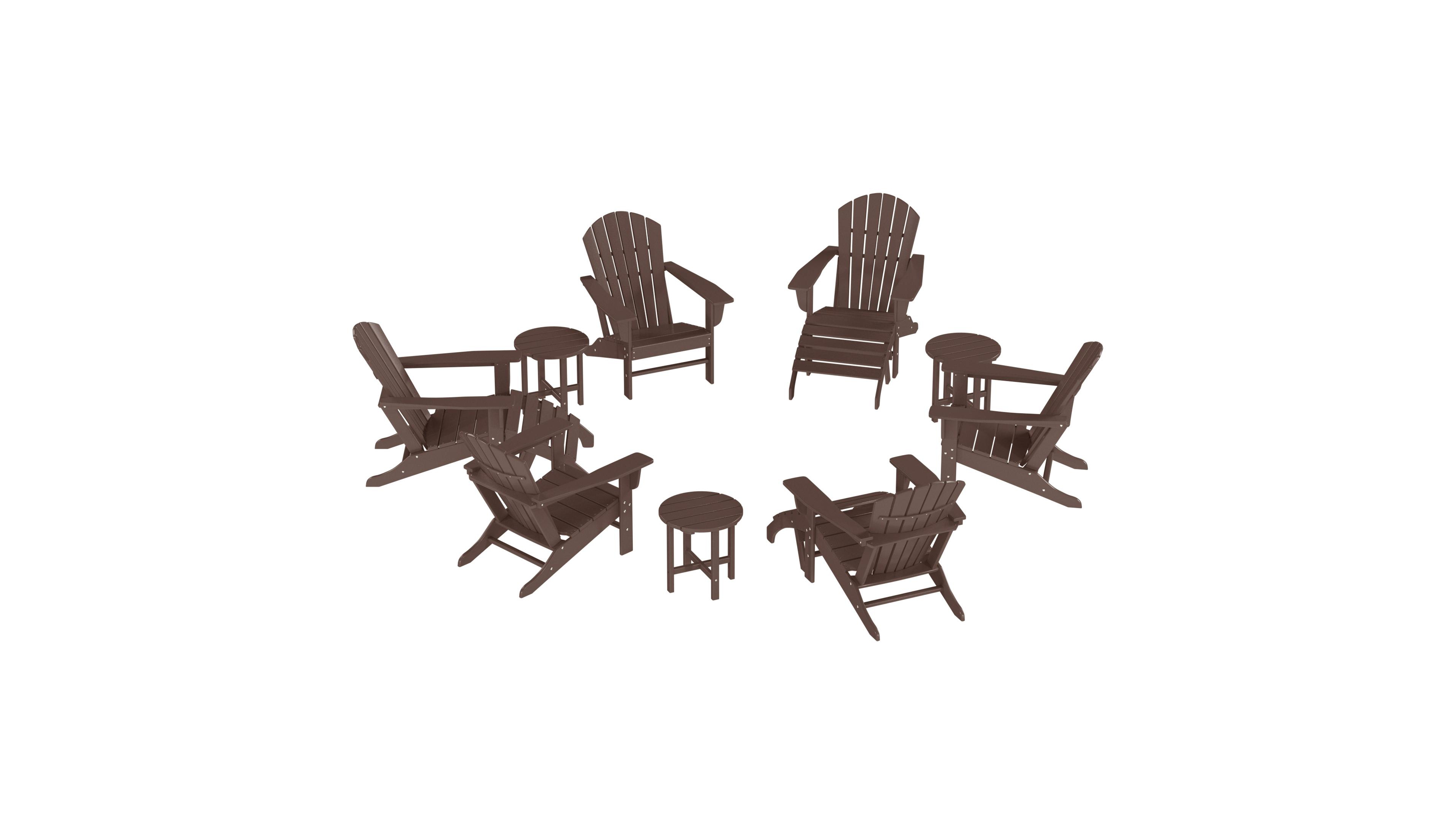 WestinTrends 12 Piece Set Outdoor Adirondack Chair With Ottoman Side Table