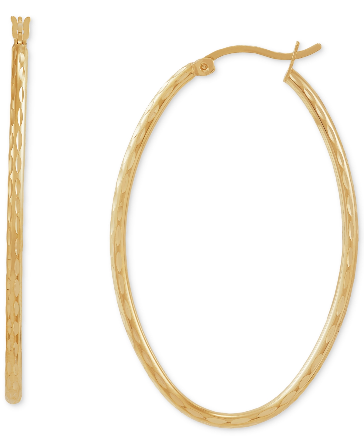 Giani Bernini Textured Oval Hoop Earrings 45mm, Created For Macy's In Gold Over Silver