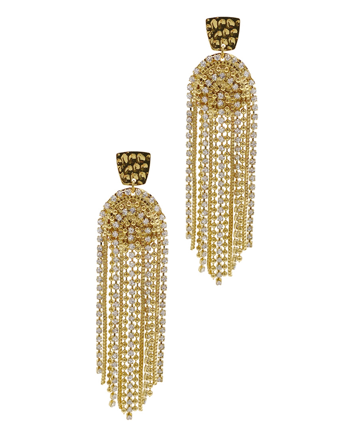 Shop Adornia 14k Gold-tone Plated Deco-inspired Crystal Cascade Earrings In Yellow