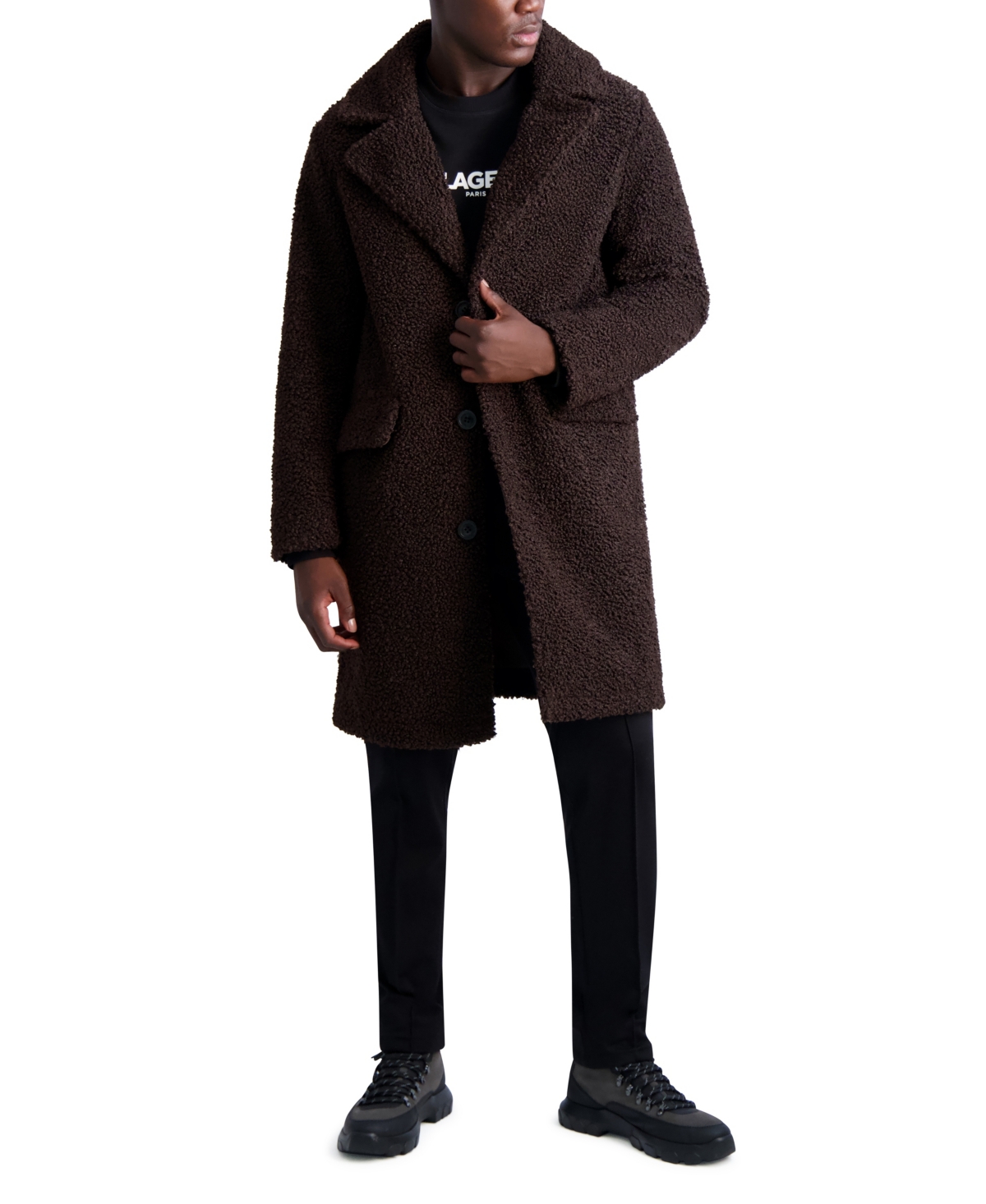 Shop Karl Lagerfeld Paris Men's Oversized Top Coat In Dark Chocolate