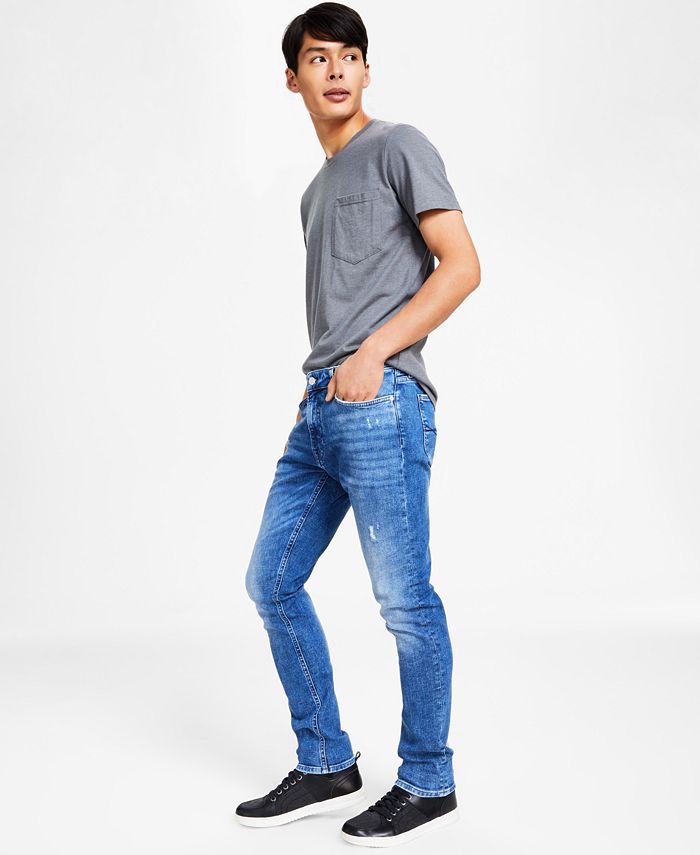 GUESS Men's Skinny-Fit Destroyed Jeans - Macy's