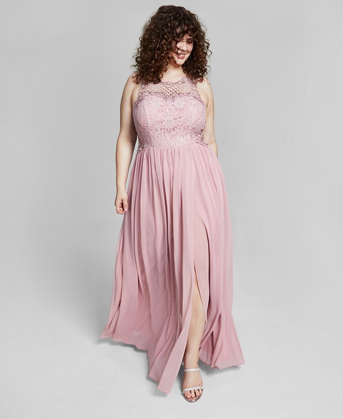 City Studios Trendy Plus Size Embellished Illusion Tulip Gown - Macy's