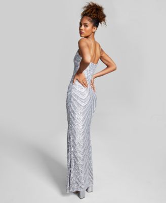 B Darlin Juniors' Sequined Bungee-Strap Gown, Created For Macy's - Macy's