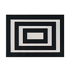 Black and White Frame Layering Mat Indoor Outdoor 2'2"x3'6" Black