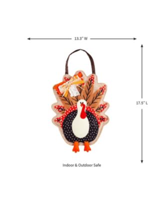 Turkey Burlap Door Decor, 13.30x17.50"H