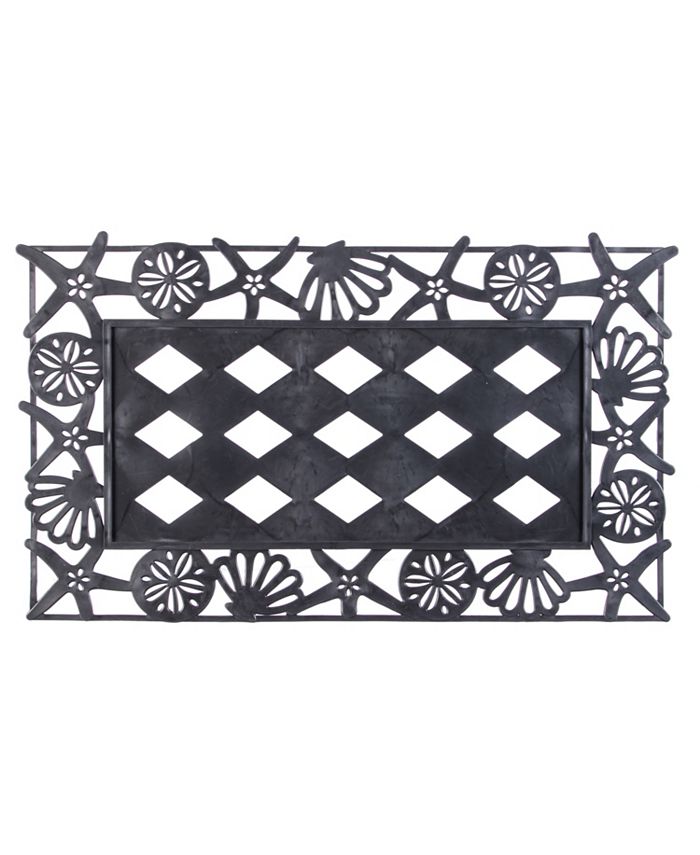 Evergreen Black Seashells Sassafras Floor Mat Indoor Outdoor Rubber