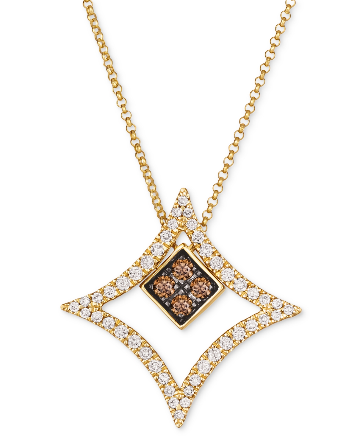 Le Vian Nude Diamond (1/3 Ct. T.w.) & Chocolate Diamond (1/5 Ct. T.w.) Geometric Pendant Necklace In 14k Gol In K Honey Gold Necklace