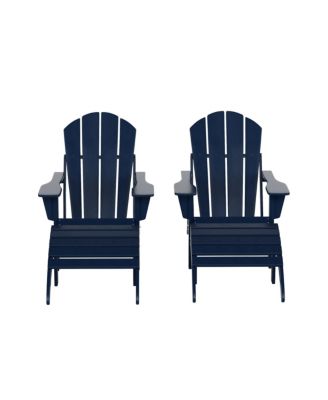 4 Piece Set Classic Folding Adirondack Chair With Footrest Ottoman