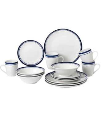 Lorren Home Trends 16-Piece Blue Stripe Porcelain Dinnerware Set (Service  for 4) LH141 - The Home Depot