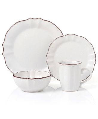 Scalloped Edge 16 Piece Service for 4 Dinnerware Set