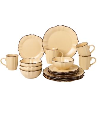 Scalloped Edge 16 Piece Service for 4 Dinnerware Set