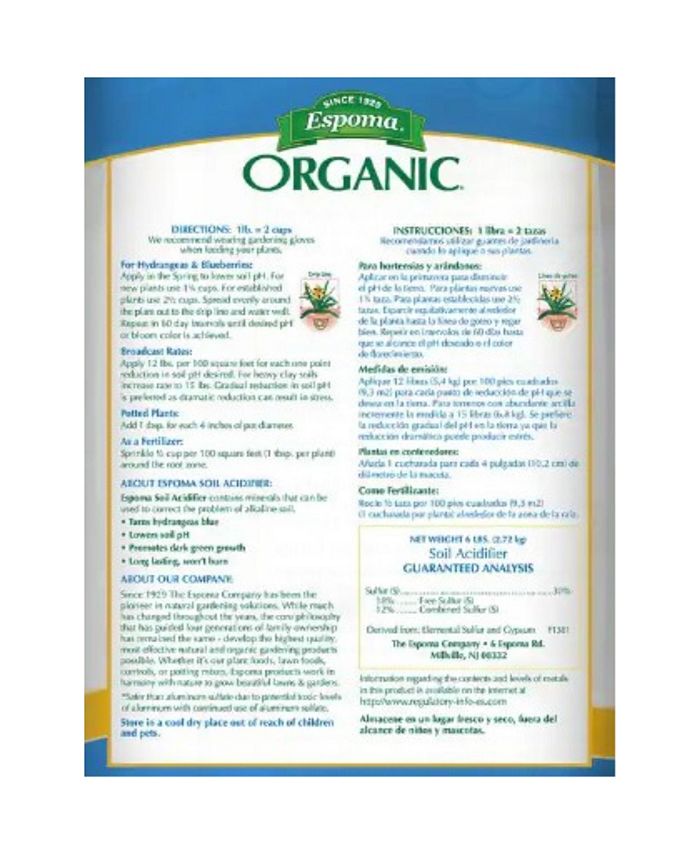 Espoma Organic Soil Acidifier Plant Food, 6lb Macy's