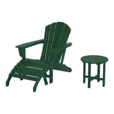 Outdoor Adirondack Chair With Ottoman And Side Table 3-Piece Set