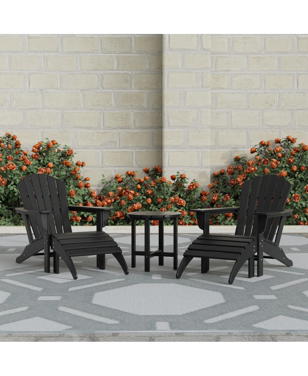 WestinTrends 5-piece Adirondack Chairs with Ottoman Side Table Set