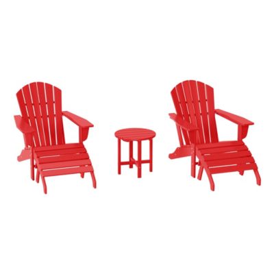 Outdoor Adirondack Chair With Ottoman And Side Table 5-Piece Set