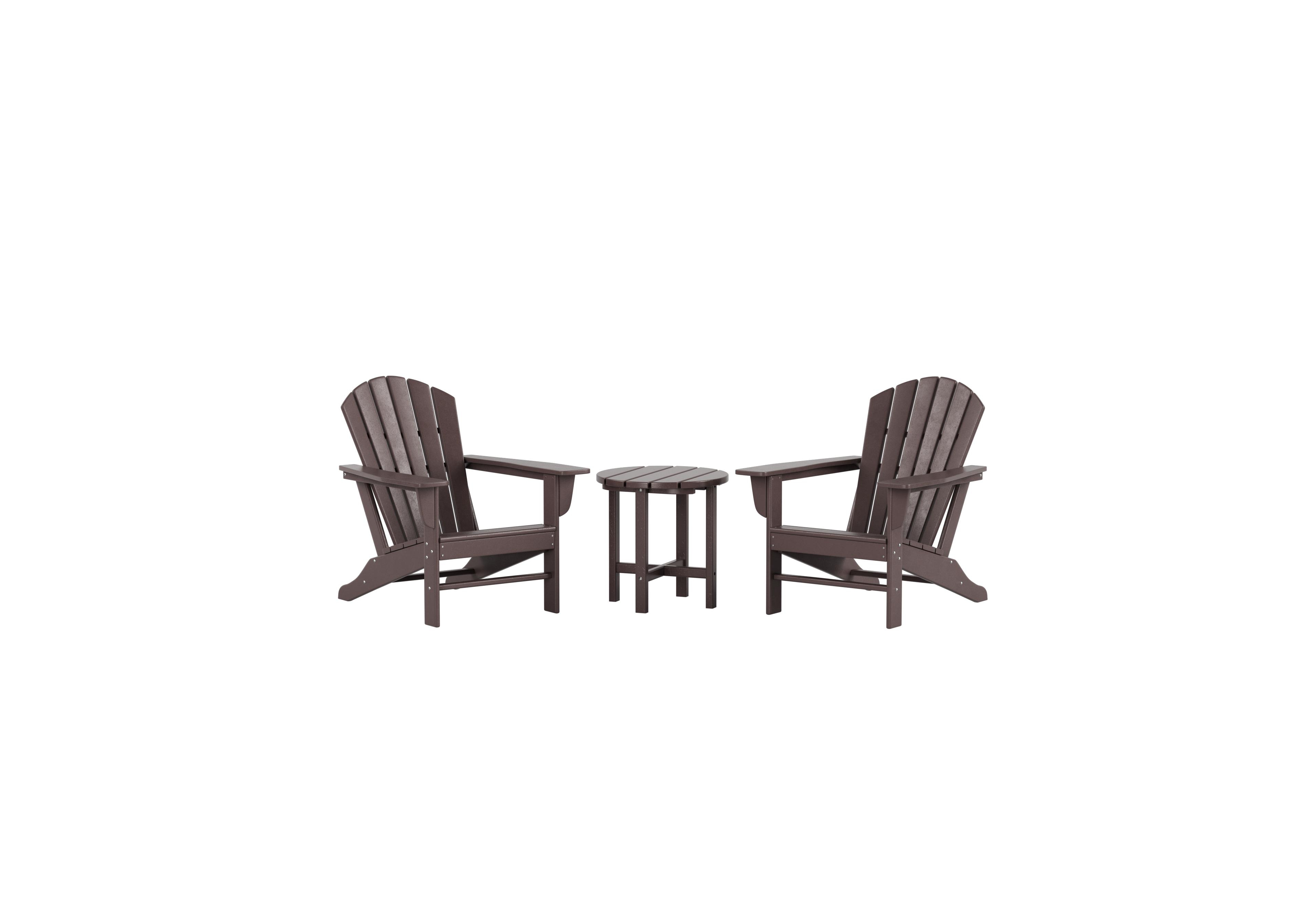 WestinTrends 3-Piece Patio Adirondack Chairs with Round Side Table Set