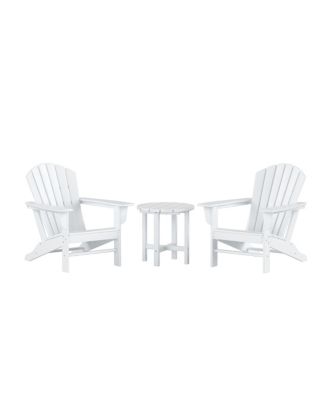 3-Piece Patio Adirondack Chairs with Round Side Table Set