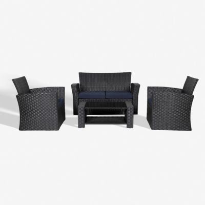 4-Piece Modern Patio Conversation Sofa Set with Cushions