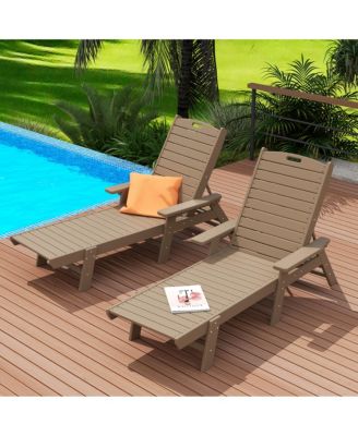Adirondack Outdoor Chaise Lounge for Patio Garden Poolside (Set of 2)