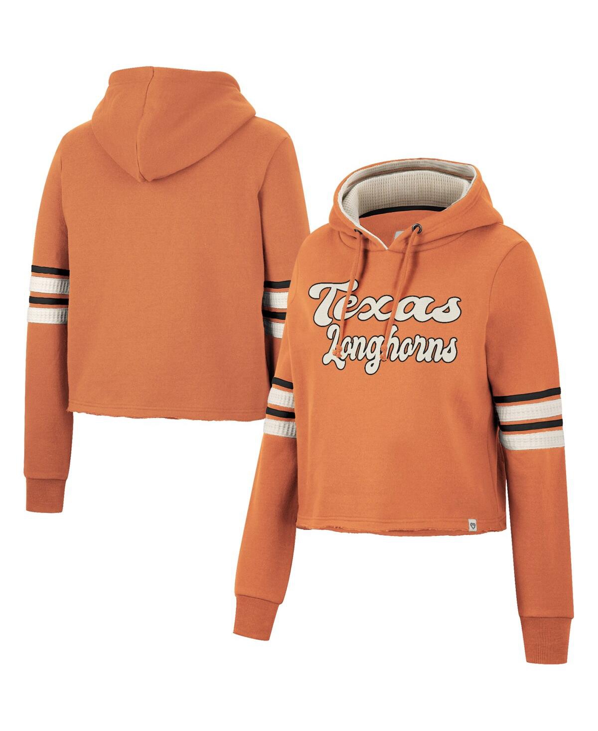 Colosseum Women's  Texas Orange Texas Longhorns Retro Cropped Pullover Hoodie