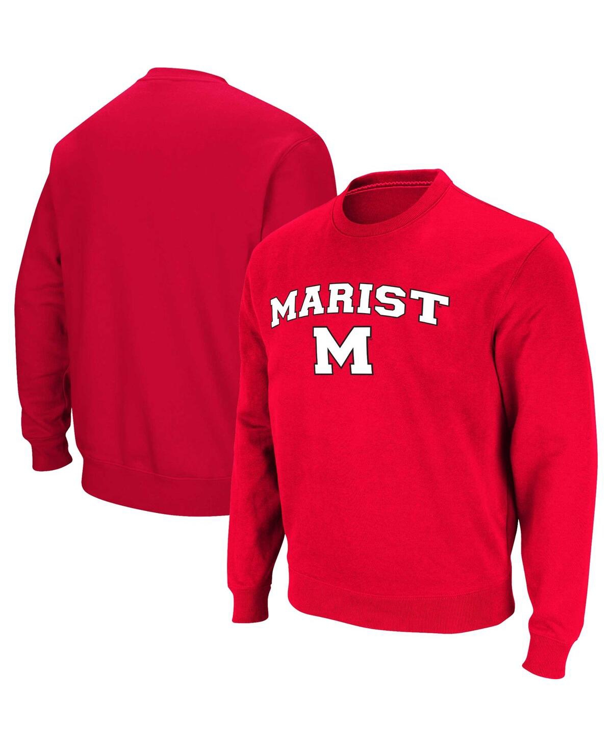 Shop Colosseum Men's  Red Marist Red Foxes Arch Over Logo Pullover Sweatshirt