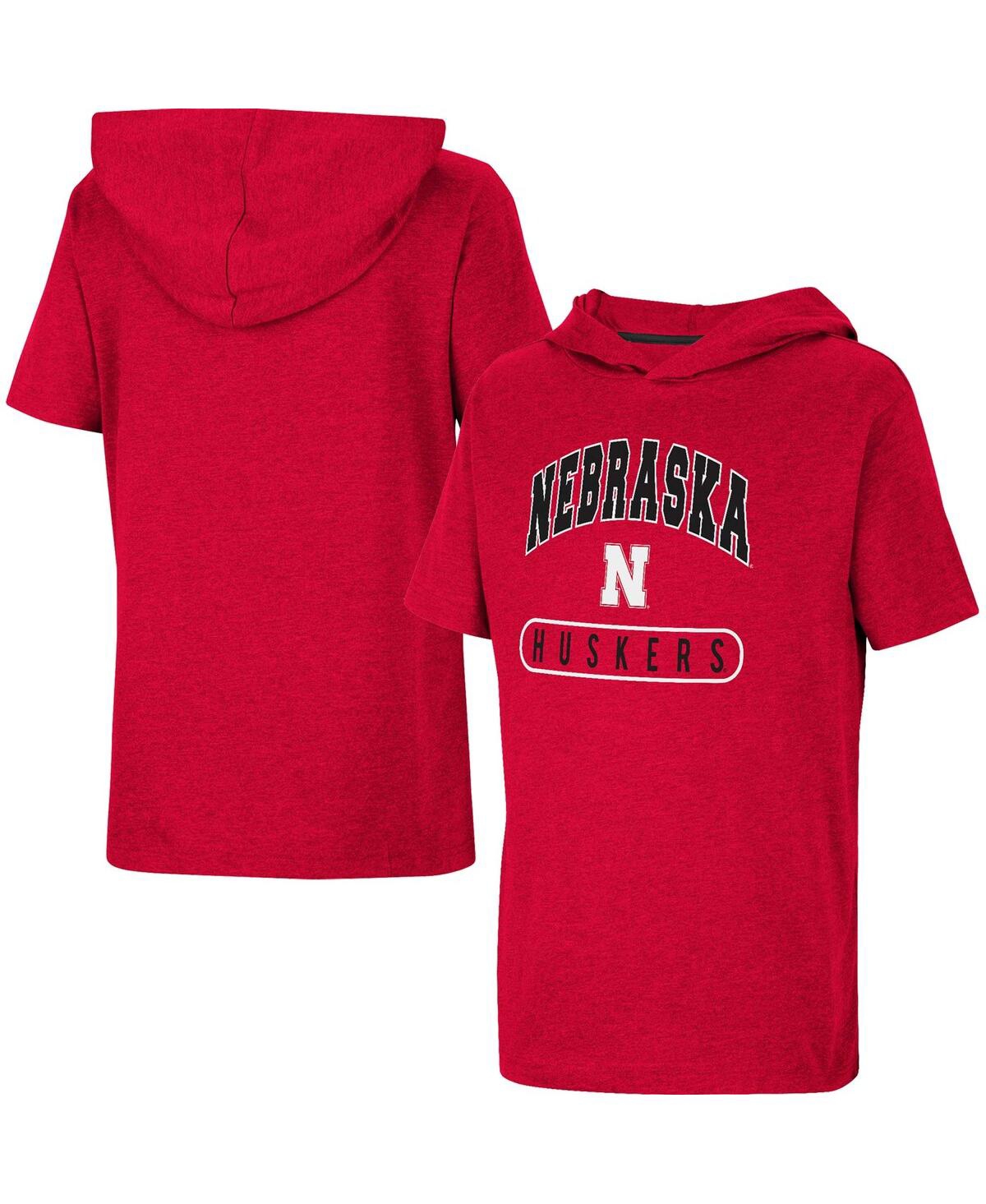 Colosseum Kids' Big Boys  Scarlet Nebraska Huskers Varsity Hooded T-shirt
