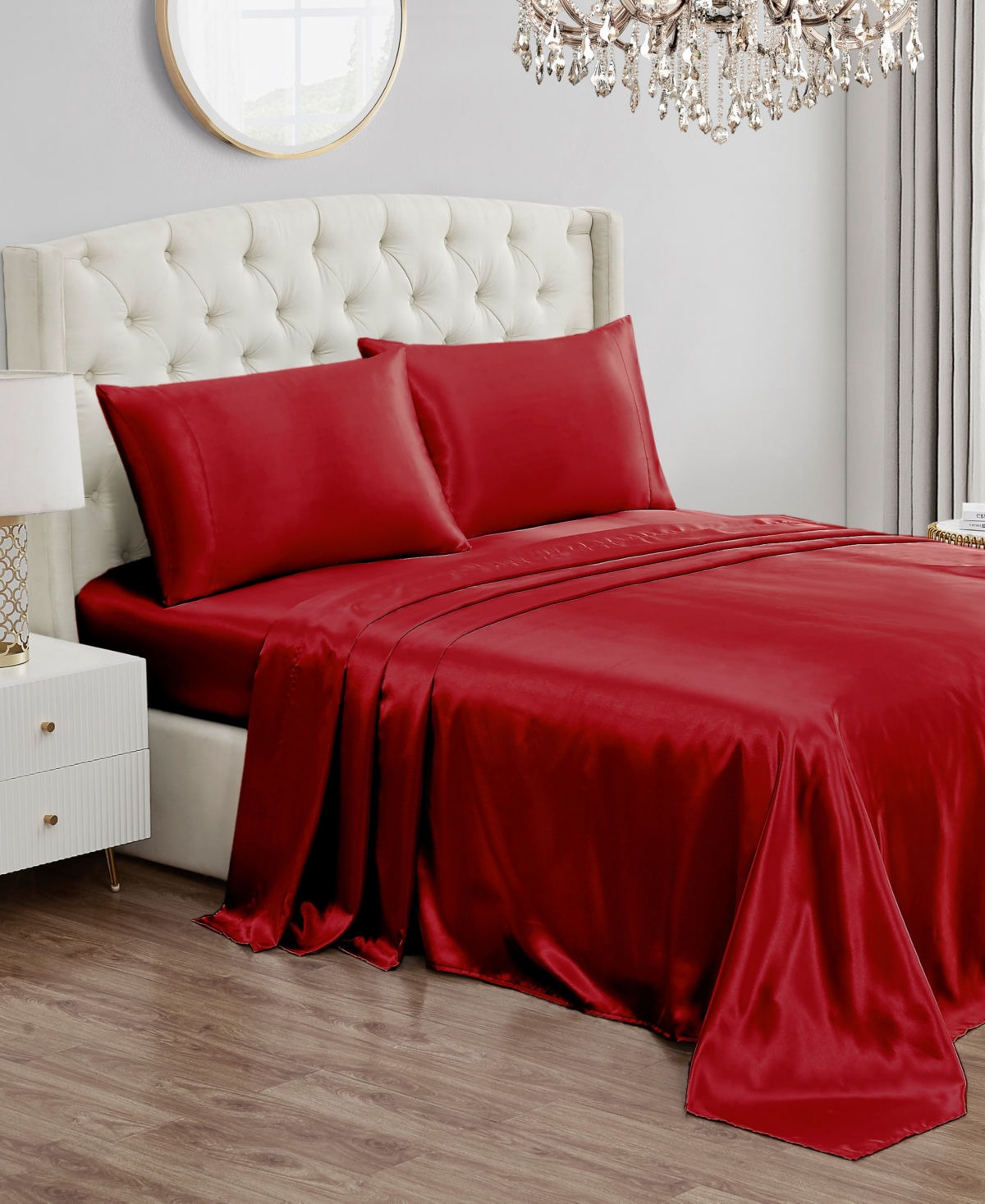 Juicy Couture Satin 4 Piece Sheet Set, King In Red