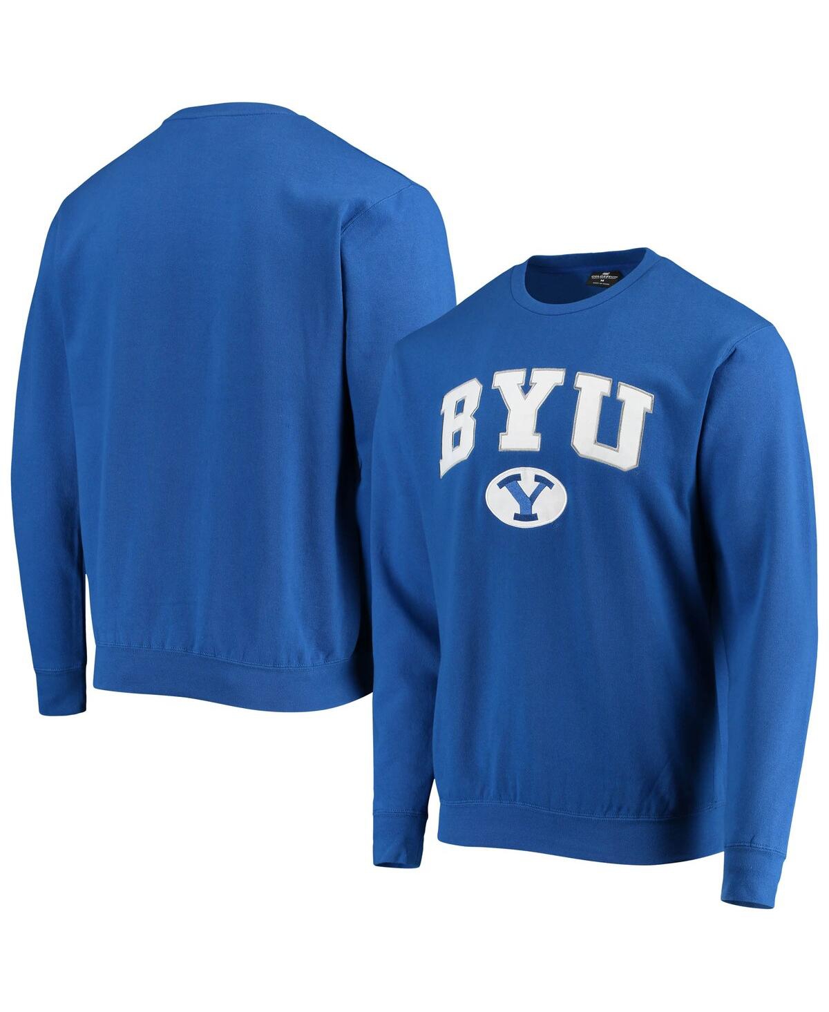 Colosseum Men's  Royal Byu Cougars Team Arch & Logo Tackle Twill Pullover Sweatshirt In Royal