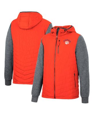 Men's Orange, Charcoal Clemson Tigers Course Herringbone Full-Zip Hoodie