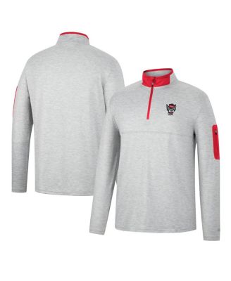 Men's Heathered Gray, Red NC State Wolfpack Country Club Windshirt Quarter-Zip Jacket