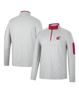 Men's Heathered Gray, Crimson Washington State Cougars Country Club Windshirt Quarter-Zip Jacket