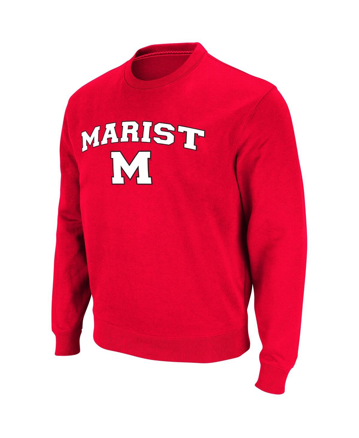 Men's Colosseum Red Marist Foxes Arch Over Logo Pullover Sweatshirt
