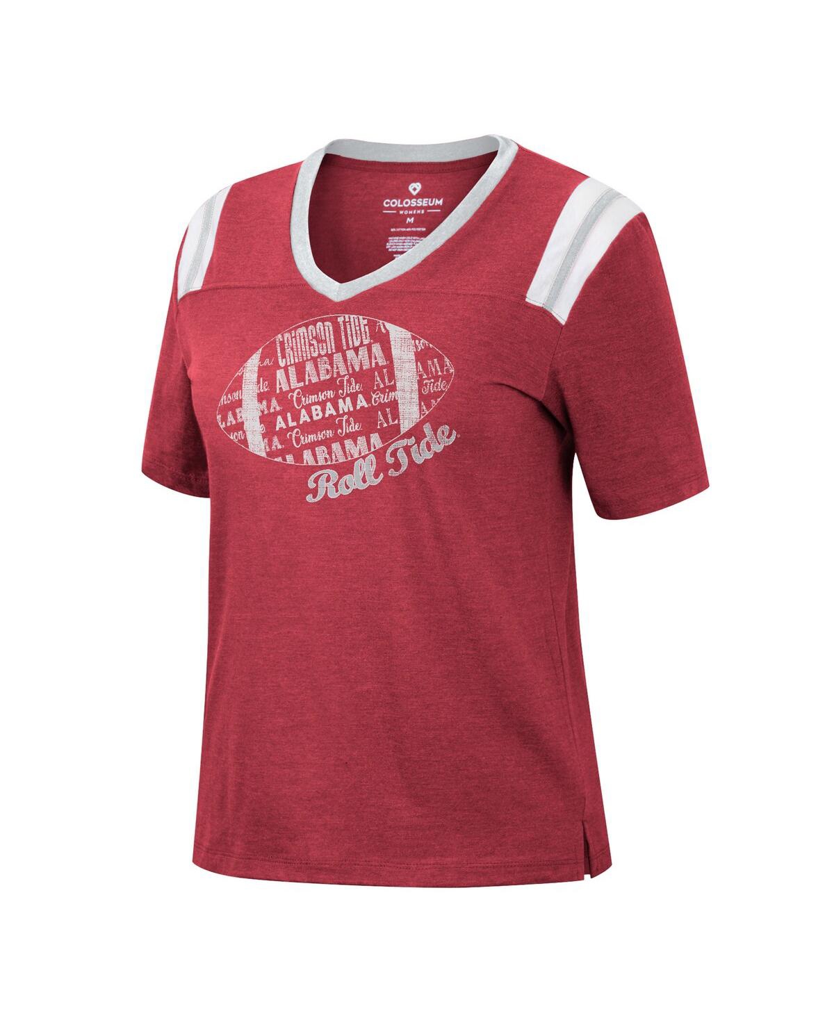 Shop Colosseum Women's  Heathered Crimson Alabama Crimson Tide 15 Min Early Football V-neck T-shirt