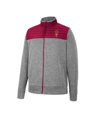 Men's Gray, Maroon Arizona State Sun Devils Putter Herringbone Full-Zip Jacket