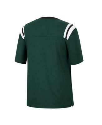Women's Heathered Green Michigan State Spartans 15 Min Early Football V-Neck T-shirt